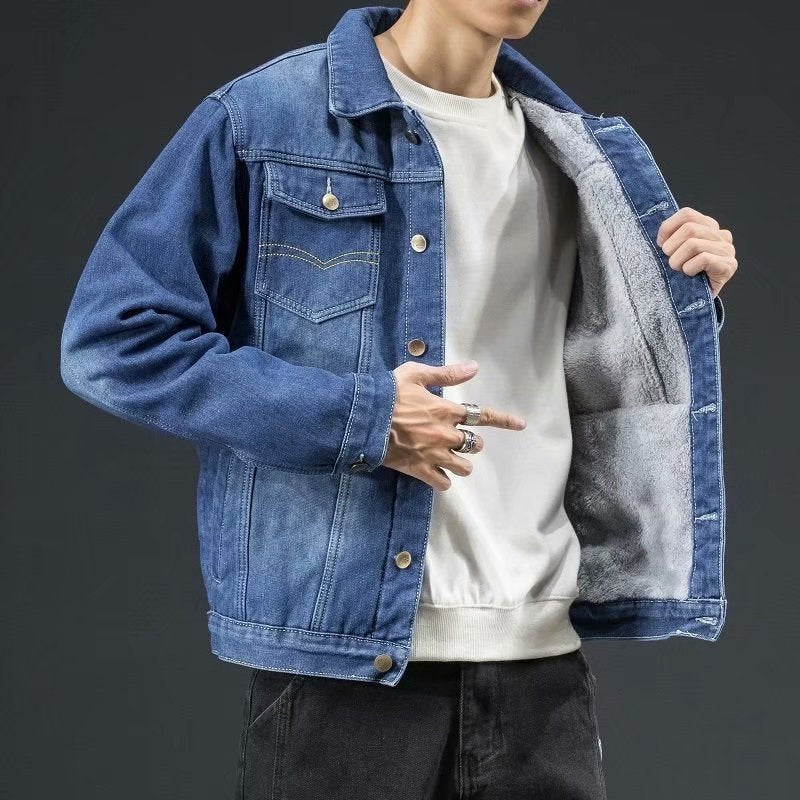 Denimjack met knoopsluiting en borstzakken voor heren