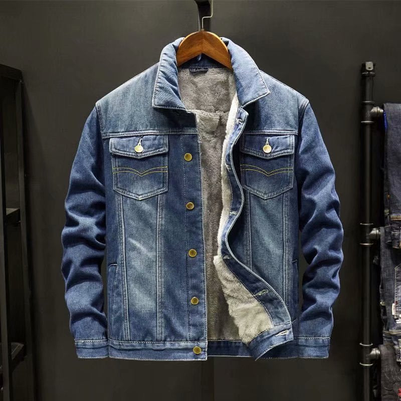 Denimjack met knoopsluiting en borstzakken voor heren
