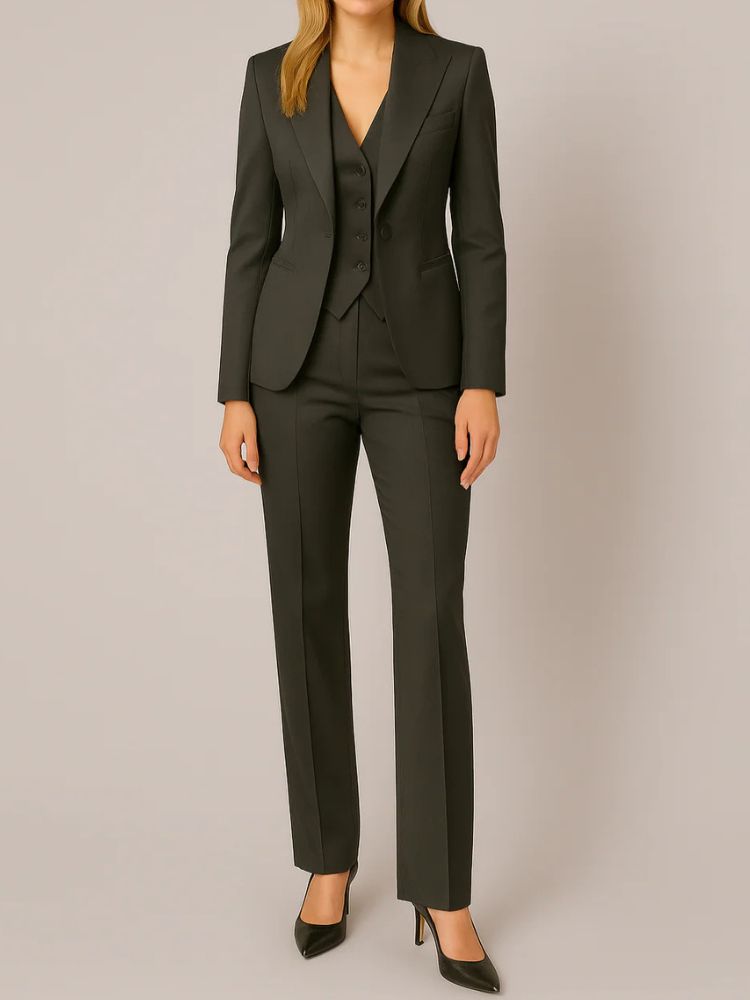 Driedelig Damespak met Blazer, Gilet en Pantalon