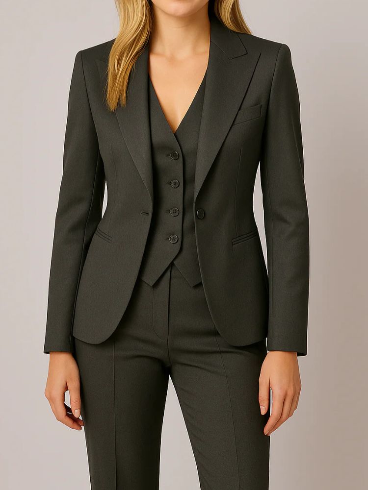 Driedelig Damespak met Blazer, Gilet en Pantalon