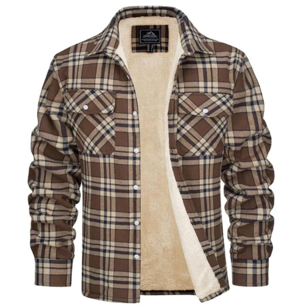 Flanellen jack met fleece voering en knoopsluiting voor heren