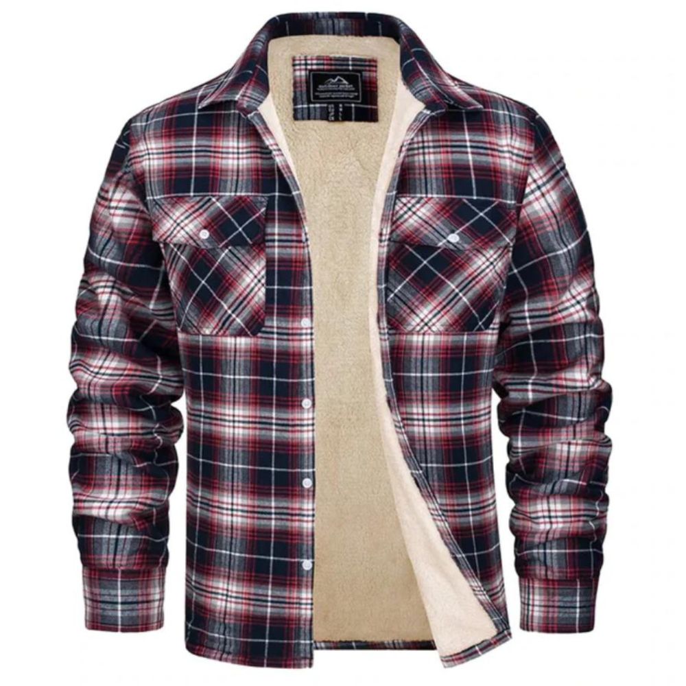 Flanellen jack met fleece voering en knoopsluiting voor heren