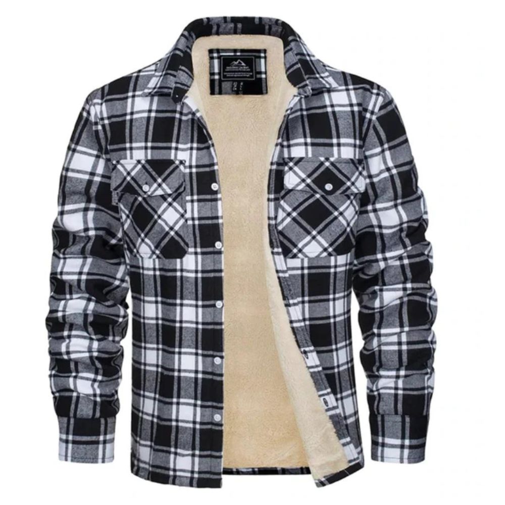 Flanellen jack met fleece voering en knoopsluiting voor heren