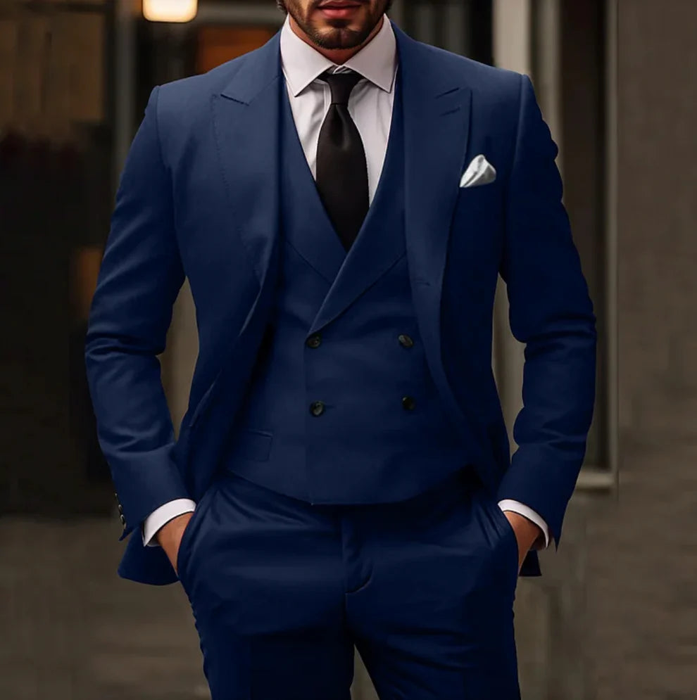 Formeel 3-delig herenpak met blazer, gilet en broek