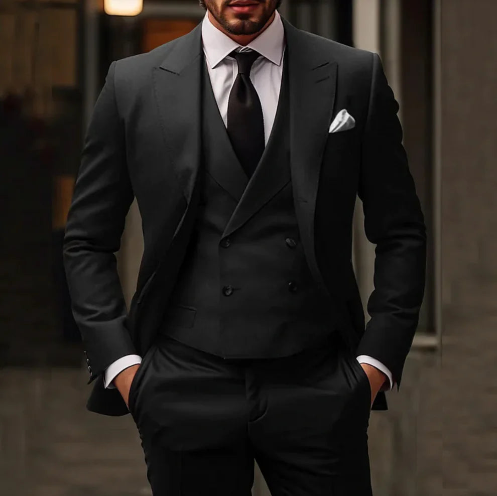 Formeel 3-delig herenpak met blazer, gilet en broek