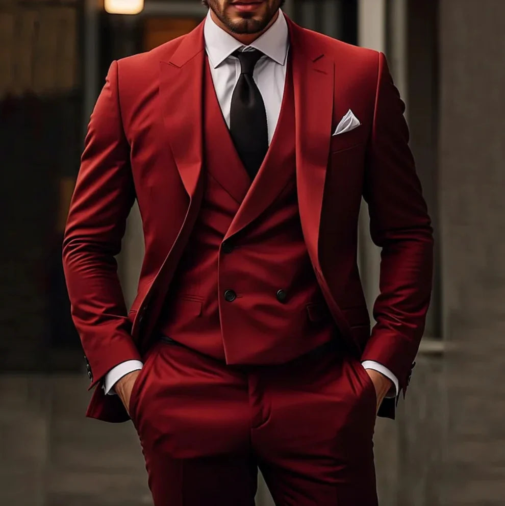 Formeel 3-delig herenpak met blazer, gilet en broek