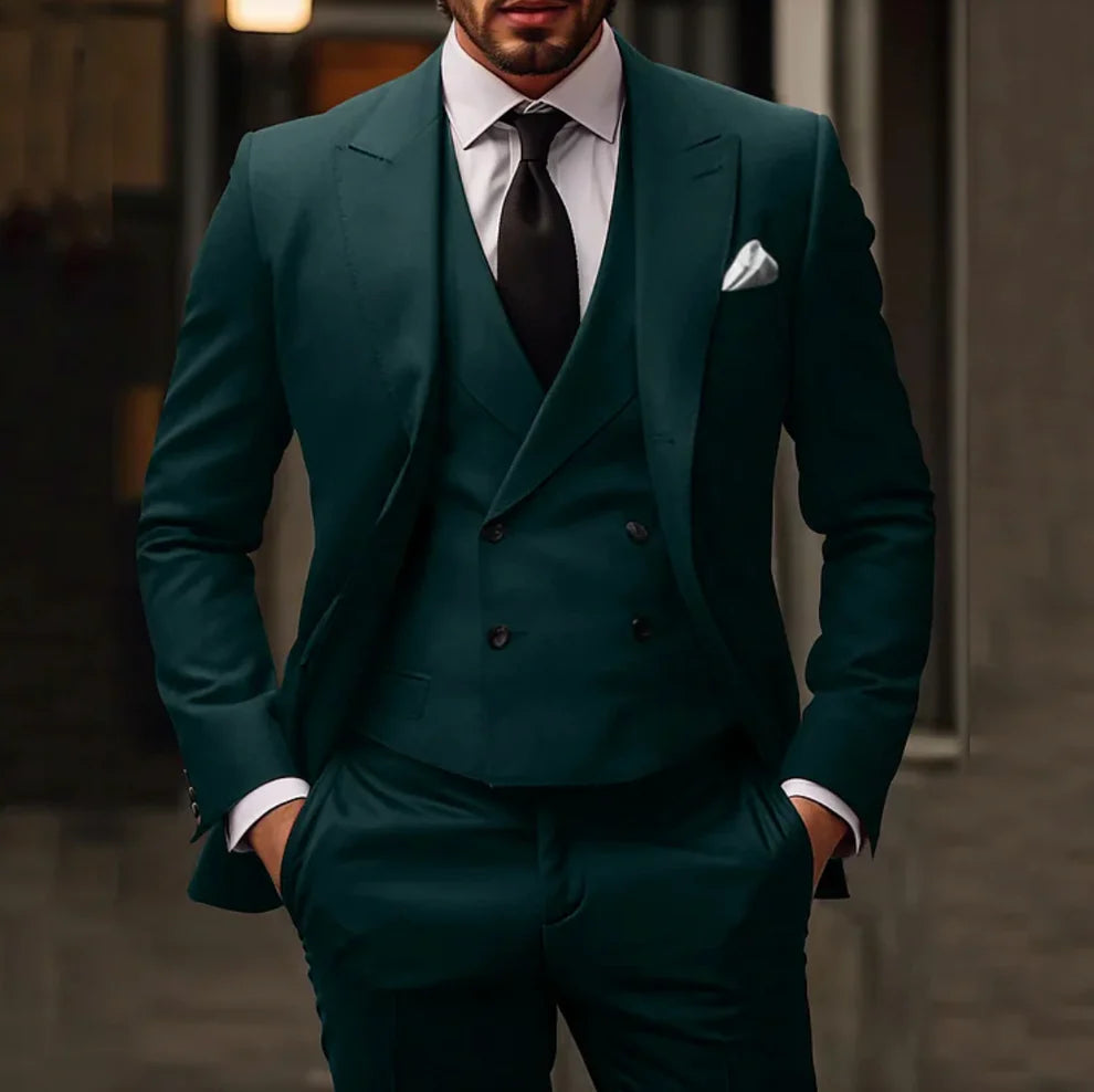 Formeel 3-delig herenpak met blazer, gilet en broek