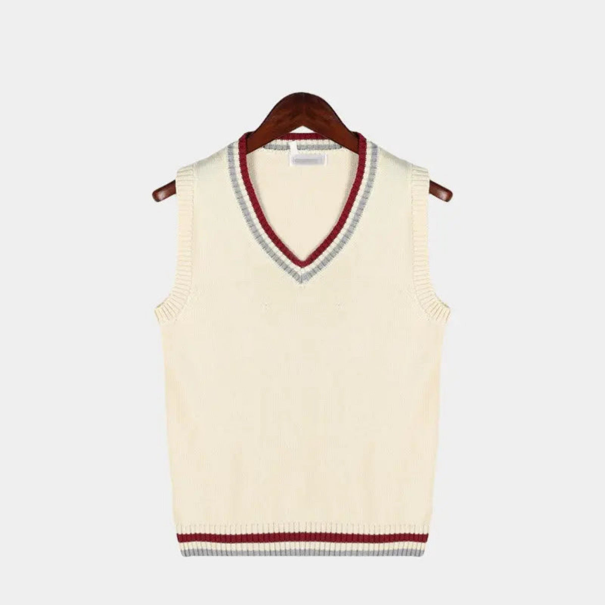 Gebreid sweater vest met V-hals en strepen