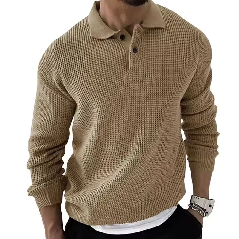 Gebreide Herentrui met Polokraag en Knoopsluiting