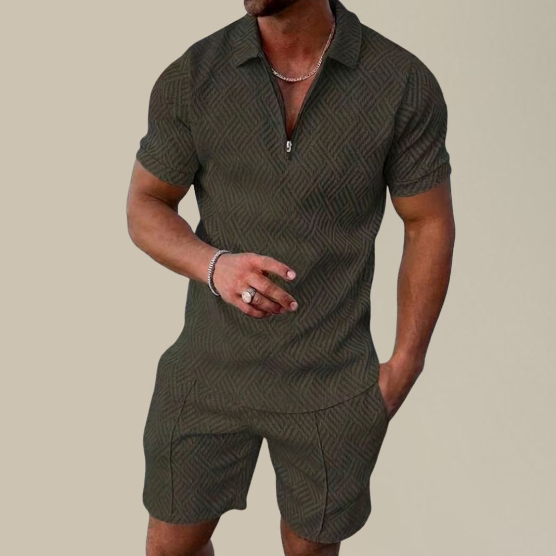 Geribde Heren Zomerset met Polo en Korte Broek