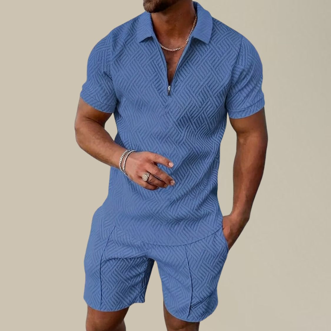 Geribde Heren Zomerset met Polo en Korte Broek