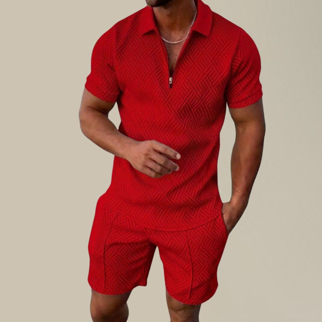 Geribde Heren Zomerset met Polo en Korte Broek