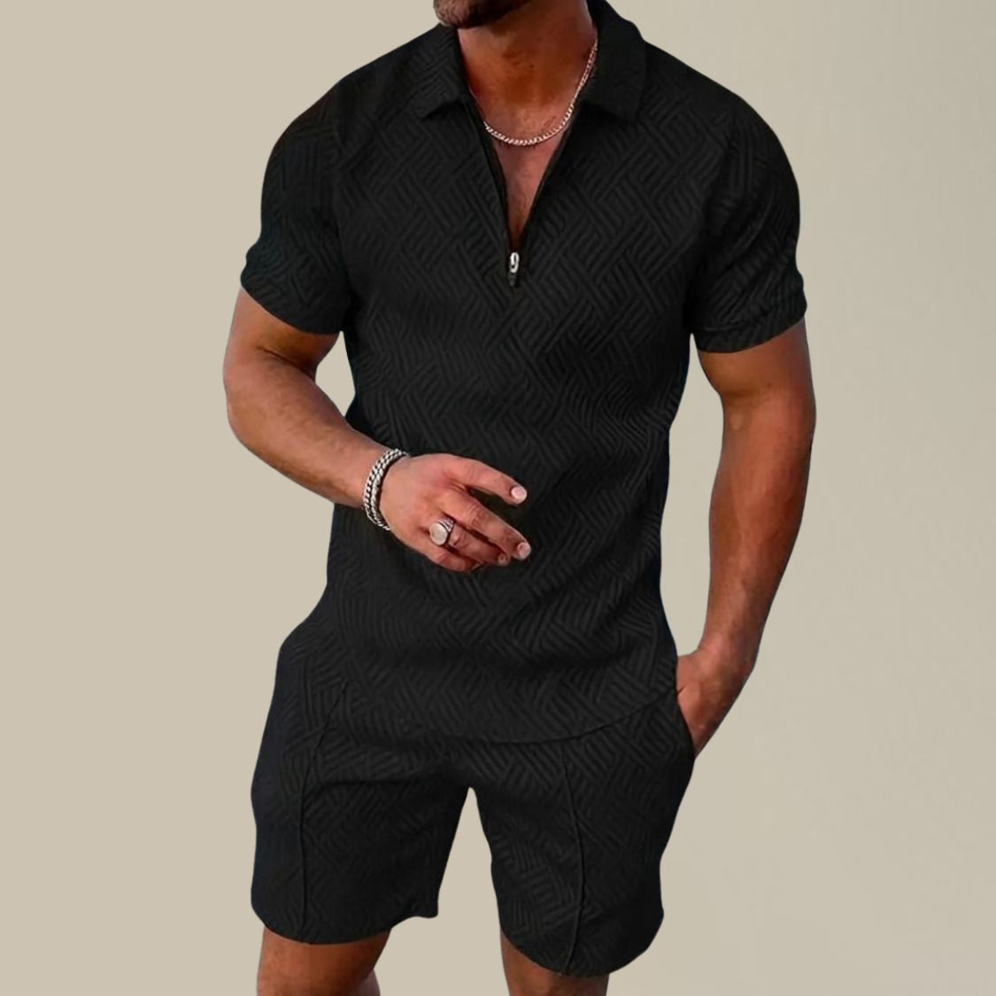 Geribde Heren Zomerset met Polo en Korte Broek