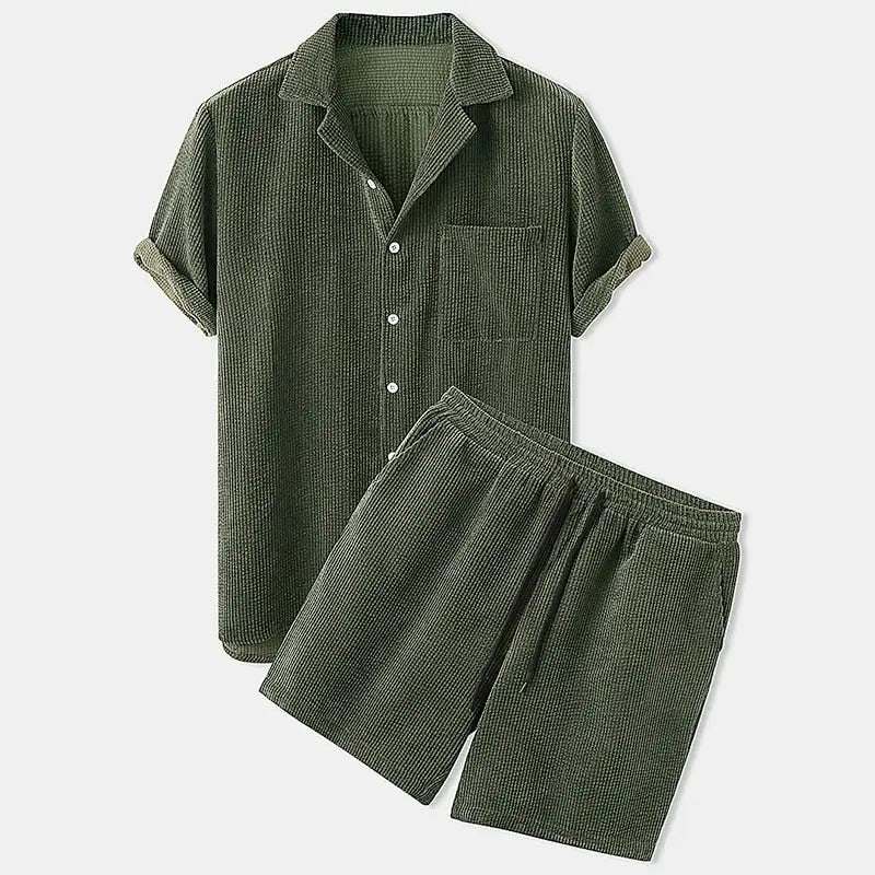 Geribde Heren Zomerset met Poloshirt en Korte Broek