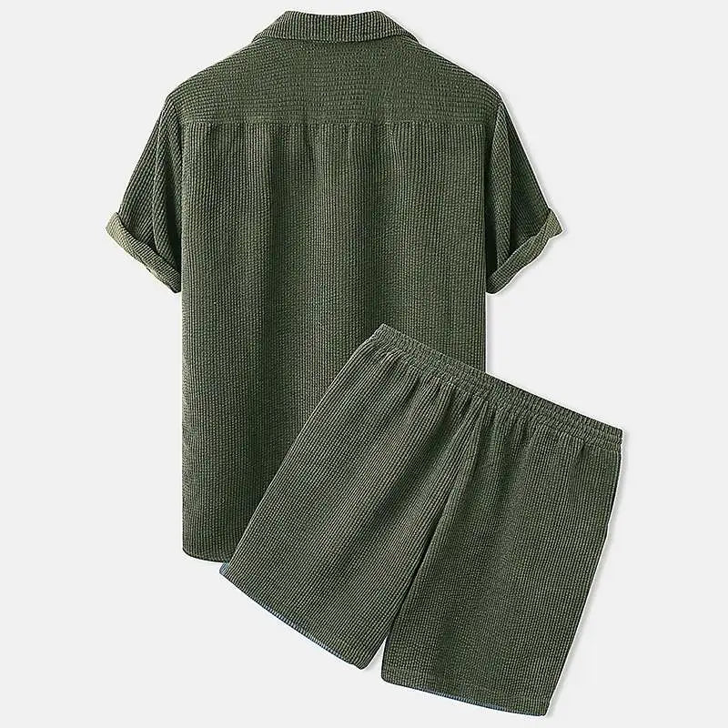 Geribde Heren Zomerset met Poloshirt en Korte Broek