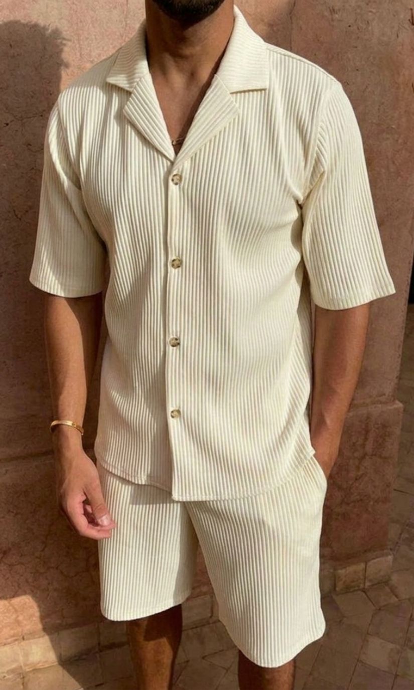 Geribde Heren Zomerset met Shirt en Korte Broek