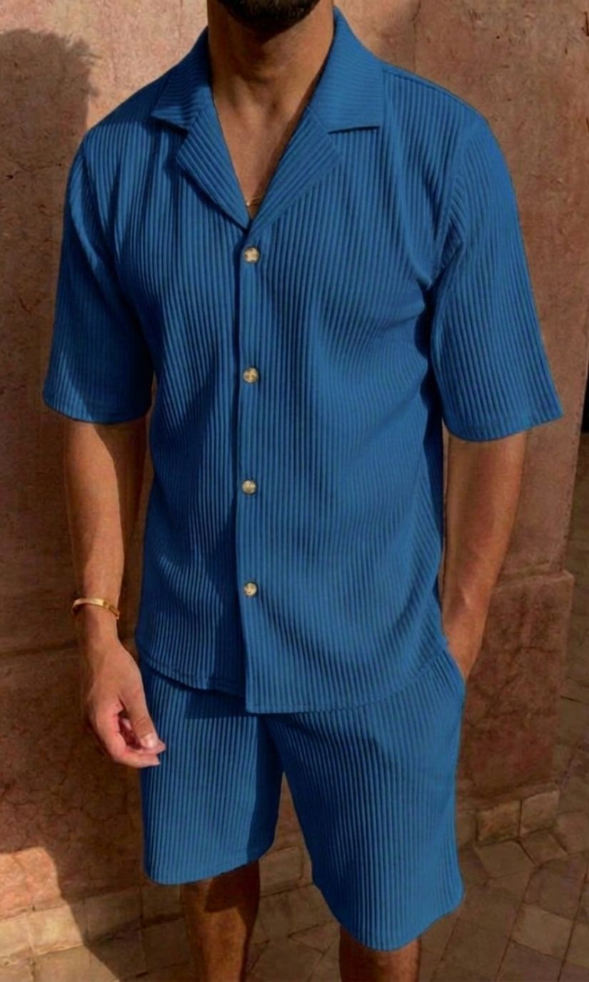 Geribde Heren Zomerset met Shirt en Korte Broek