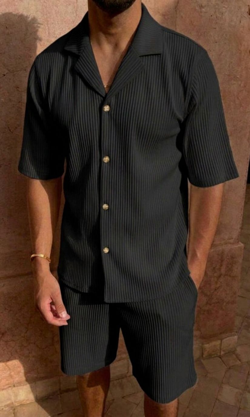 Geribde Heren Zomerset met Shirt en Korte Broek