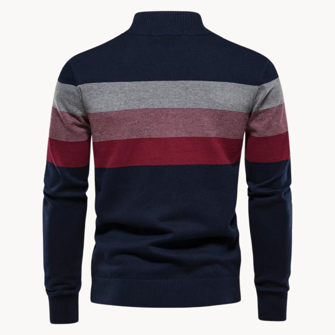 Gestreepte Half-Zip Trui met Lange Mouwen voor Heren