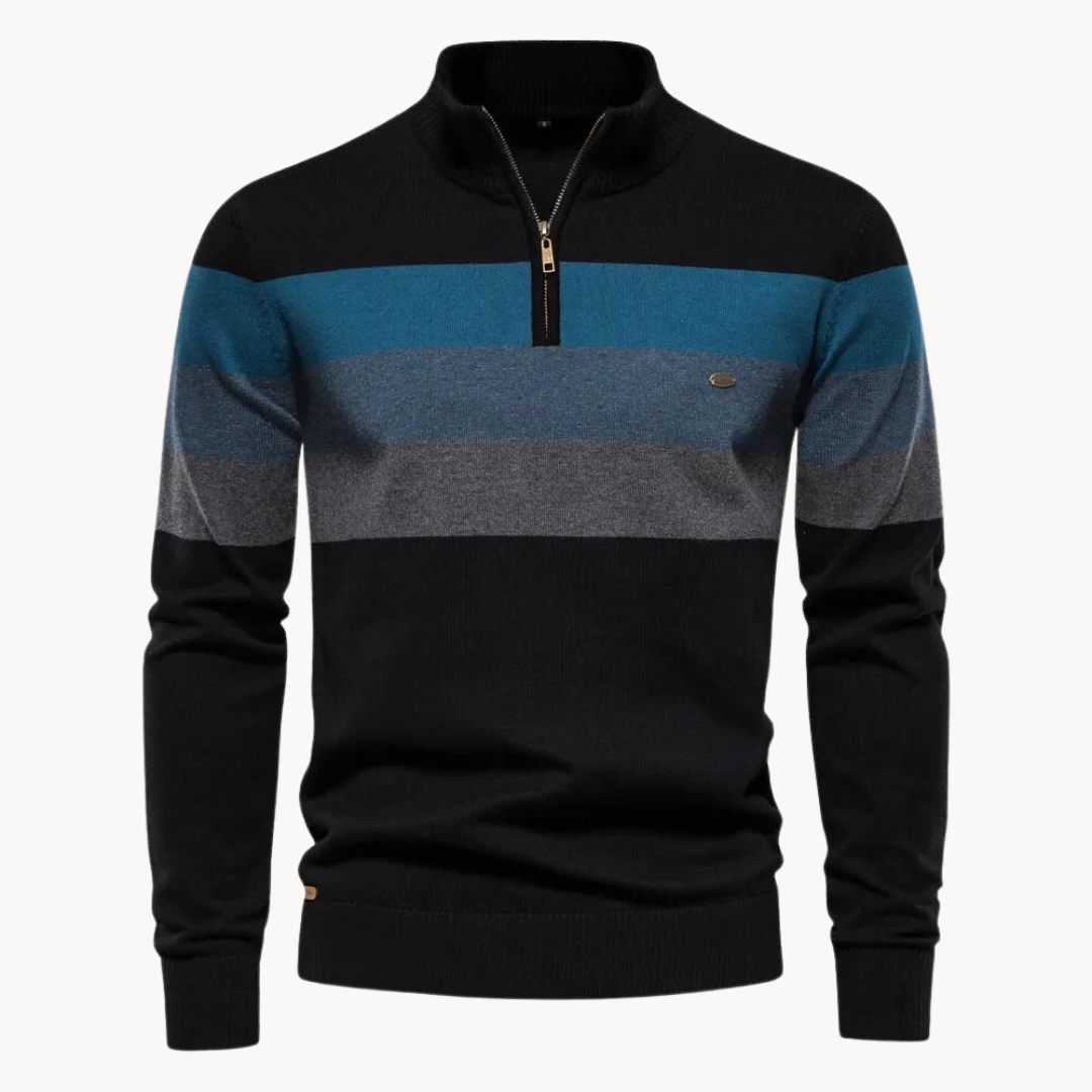 Gestreepte Half-Zip Trui met Lange Mouwen voor Heren
