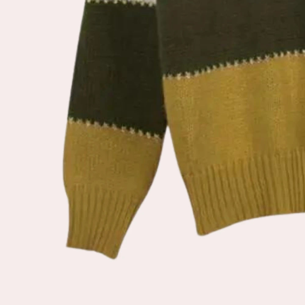 Gestreepte gebreide trui met ronde hals voor dames