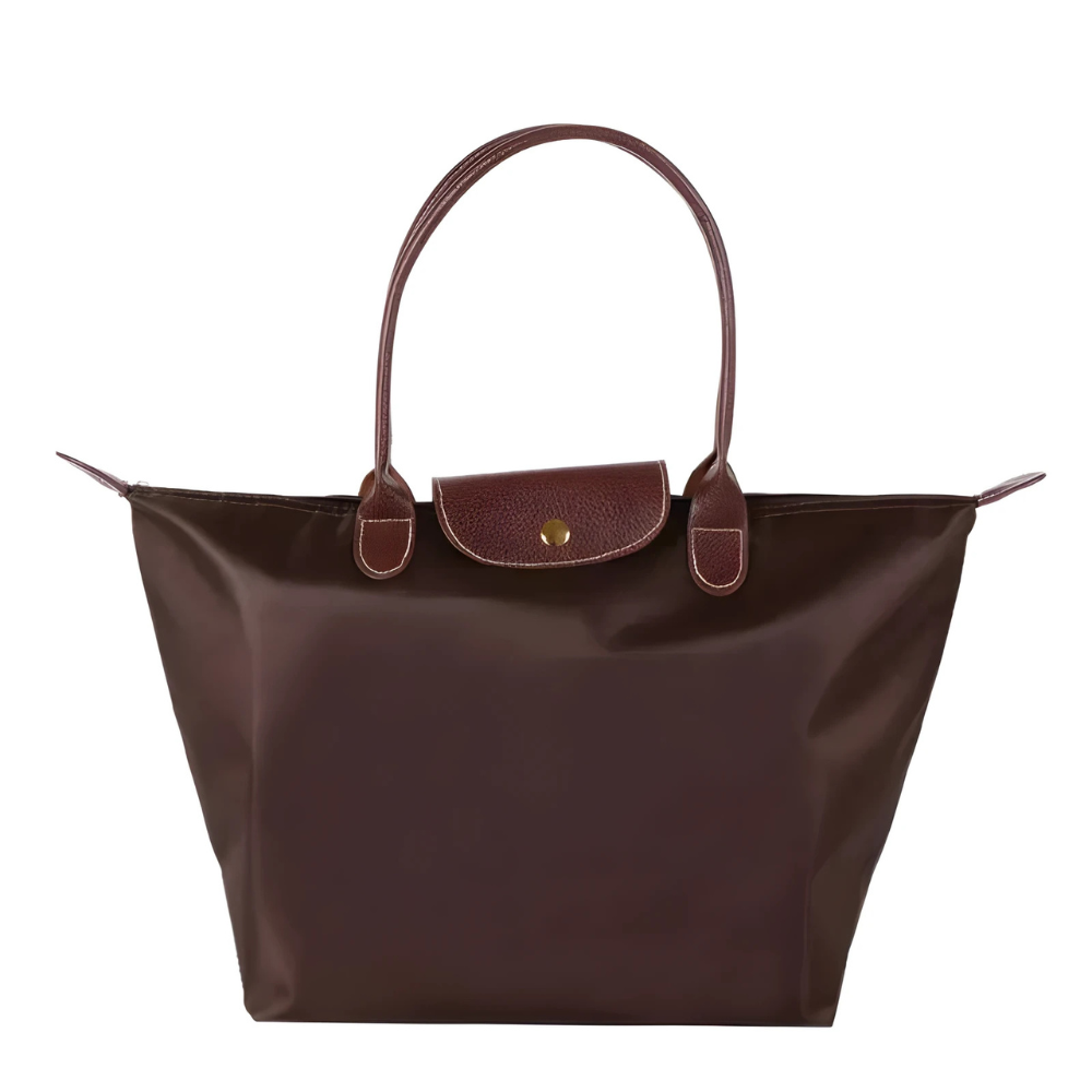 Handtas van nylon met leren schouderbanden voor dames