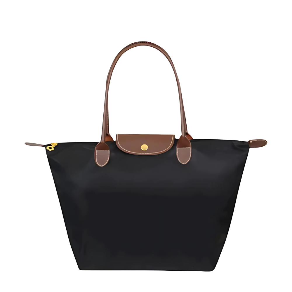 Handtas van nylon met leren schouderbanden voor dames