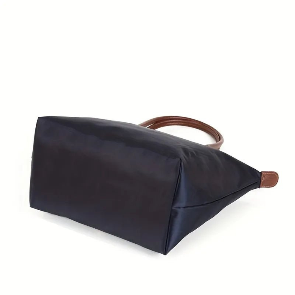 Handtas van nylon met leren schouderbanden voor dames