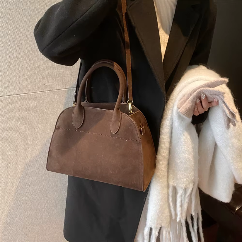 Handtas van suède-achtig PU-leer met afneembare schouderband voor dames