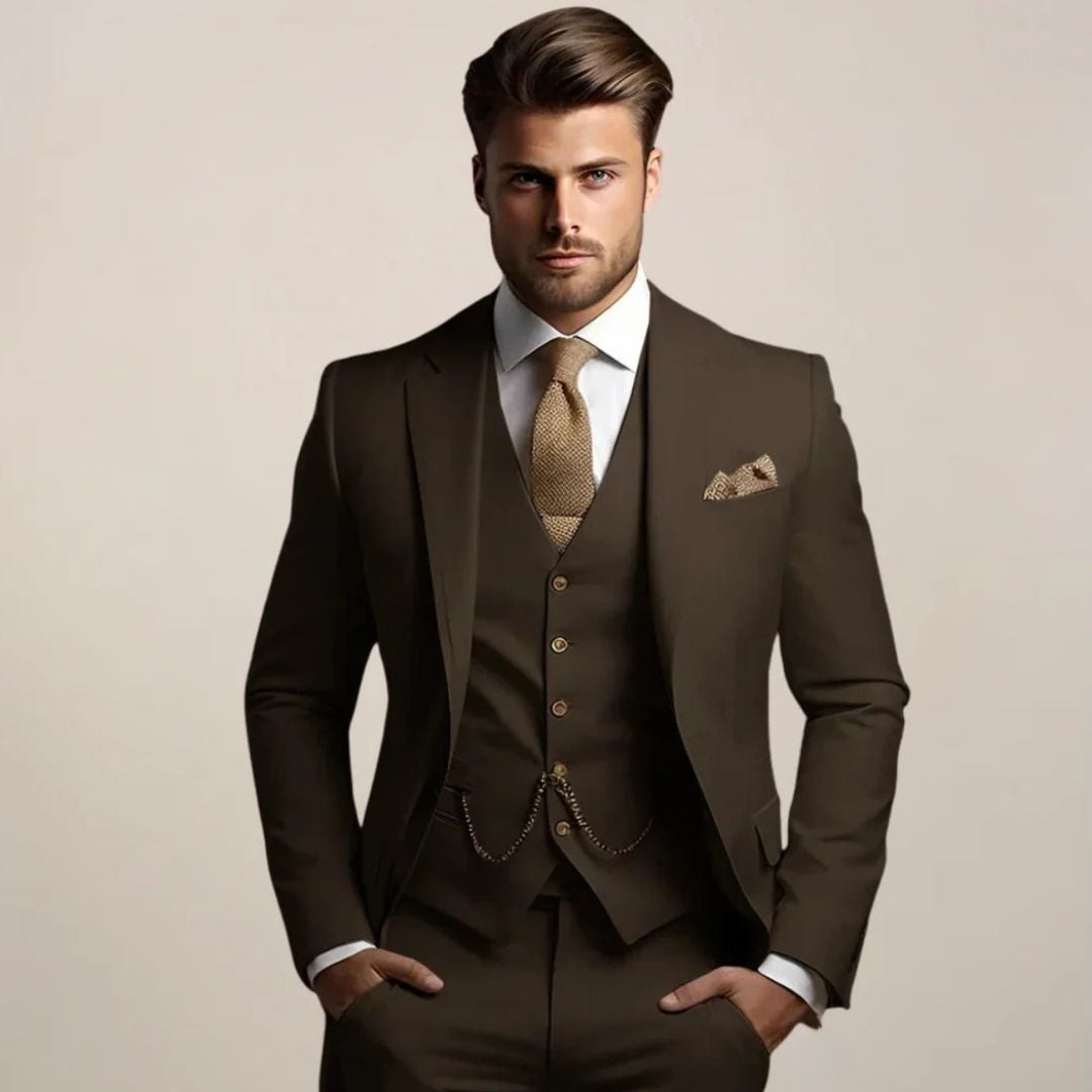 Heren 3-delig Pak met Blazer, Gilet en Broek