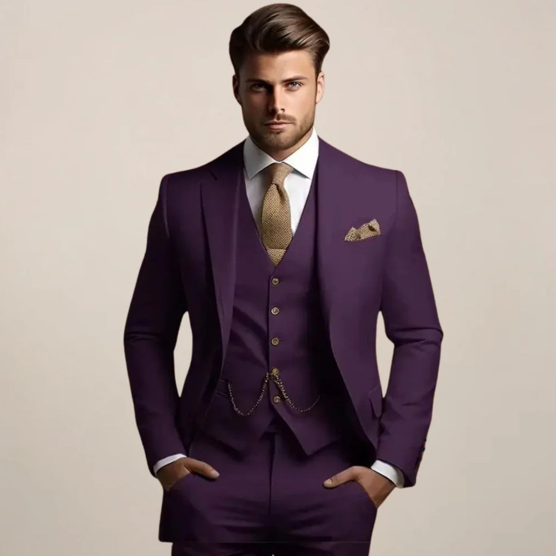 Heren 3-delig Pak met Blazer, Gilet en Broek