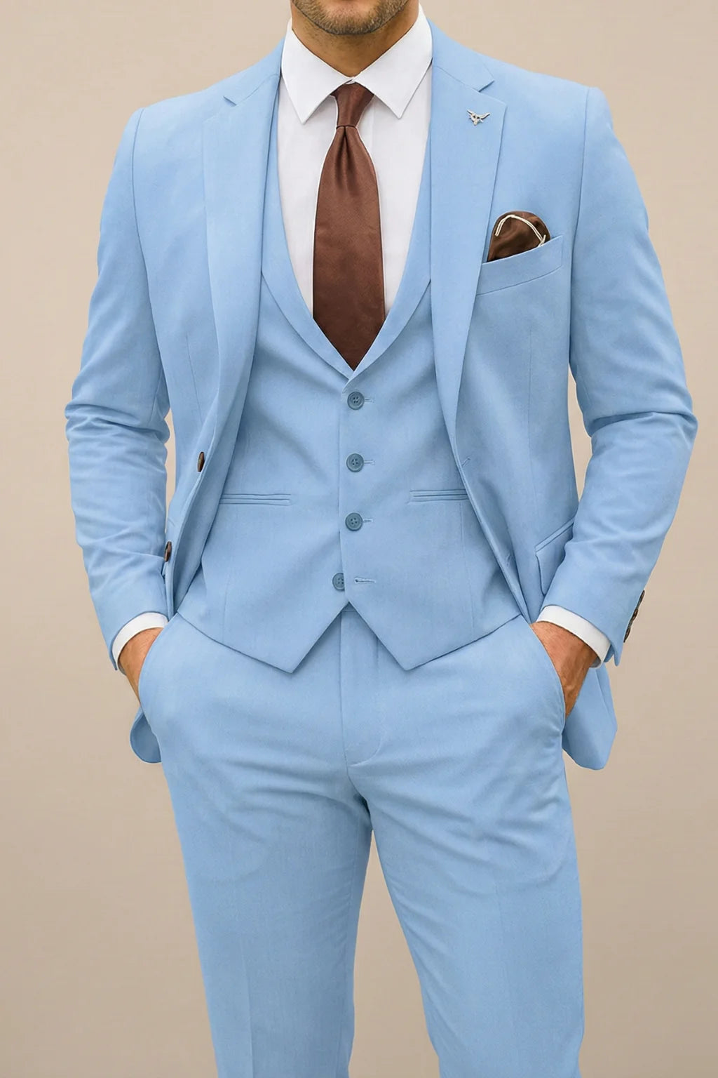 Heren 3-delig Zomerpak met Blazer, Gilet en Broek