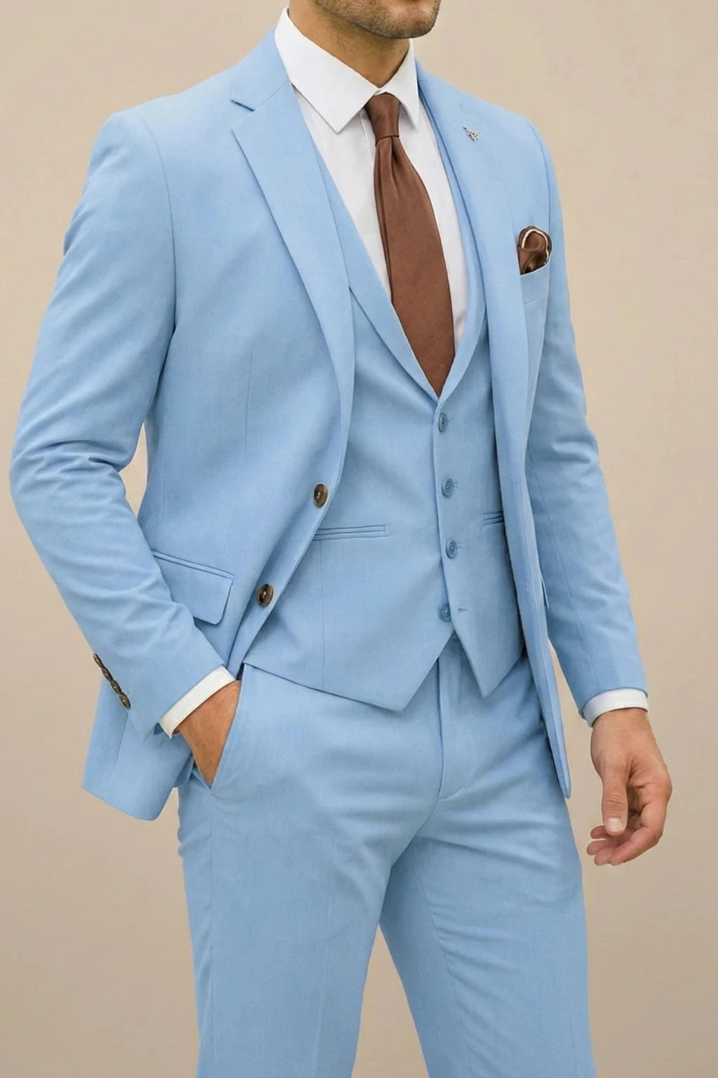 Heren 3-delig Zomerpak met Blazer, Gilet en Broek