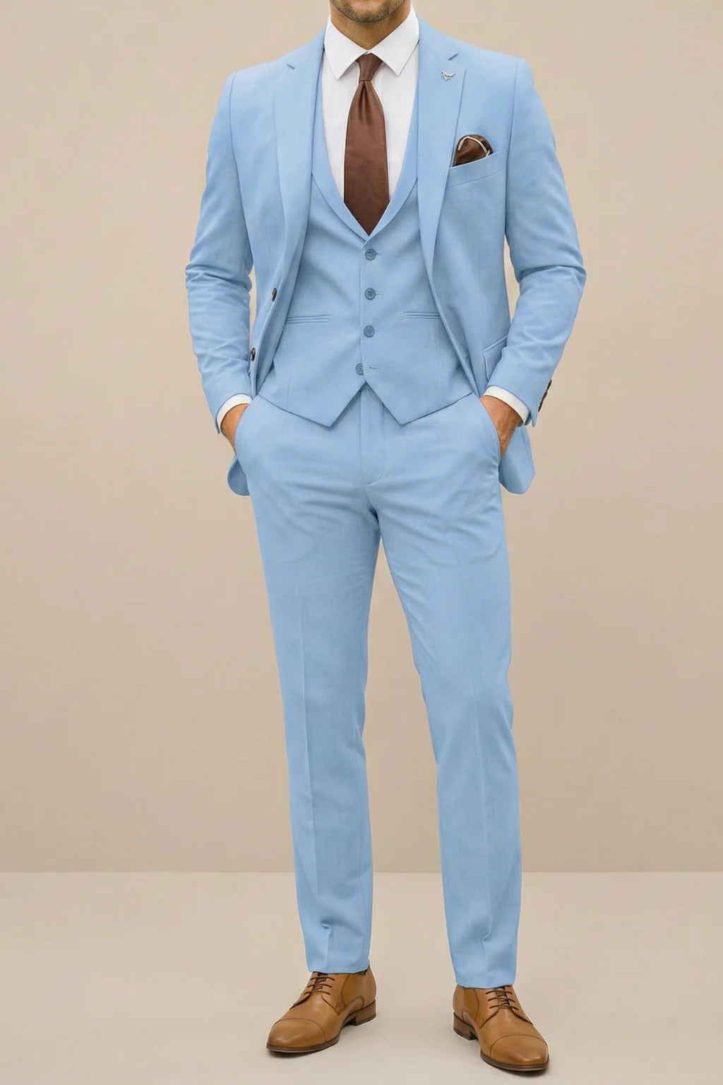 Heren 3-delig Zomerpak met Blazer, Gilet en Broek