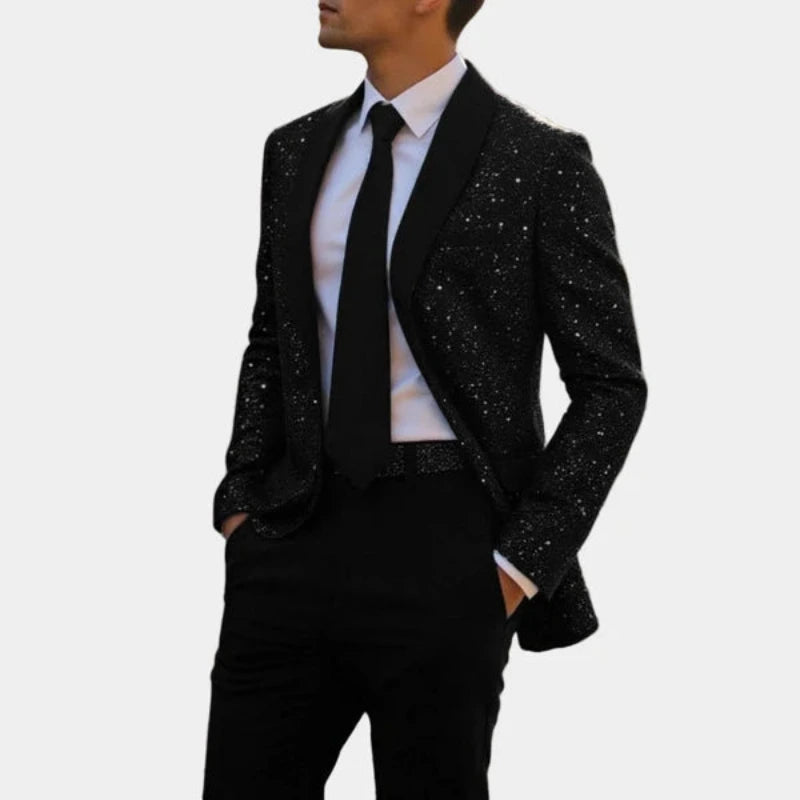 Heren Blazer met Glitters en Sjaalkraag