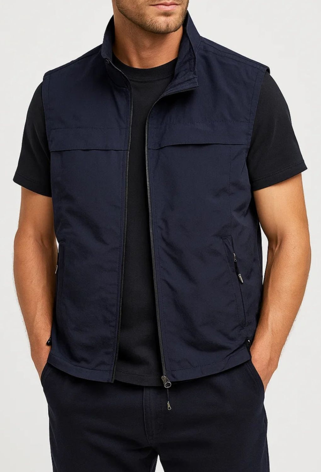 Heren Bodywarmer met Ritssluiting en Opstaande Kraag