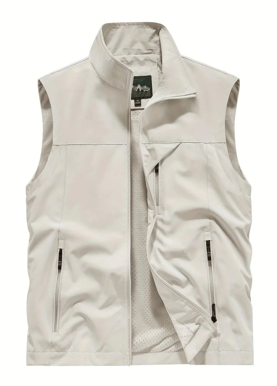 Heren Cargo Bodywarmer met Opstaande Kraag en Ritssluiting
