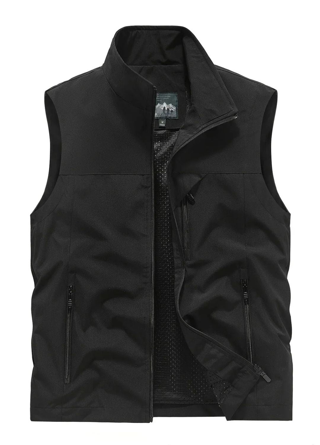 Heren Cargo Bodywarmer met Opstaande Kraag en Ritssluiting