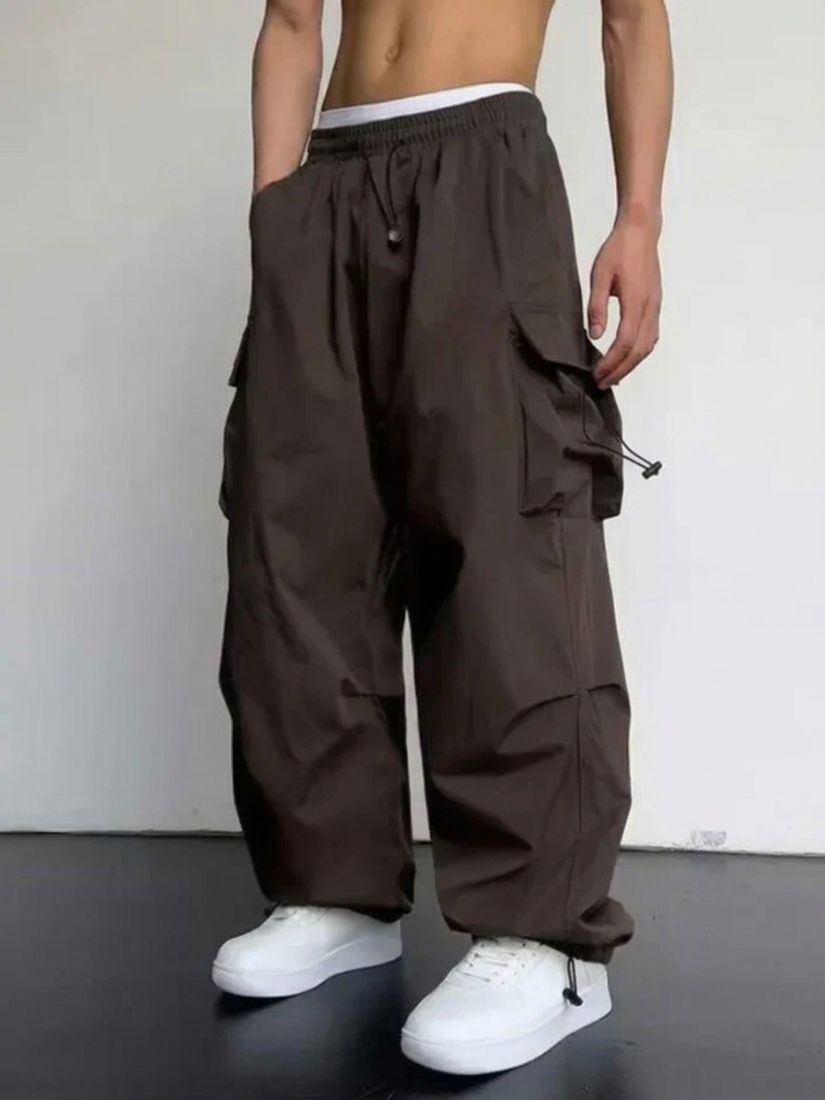 Heren Cargo Broek met Elastische Tailleband en Klepzakken
