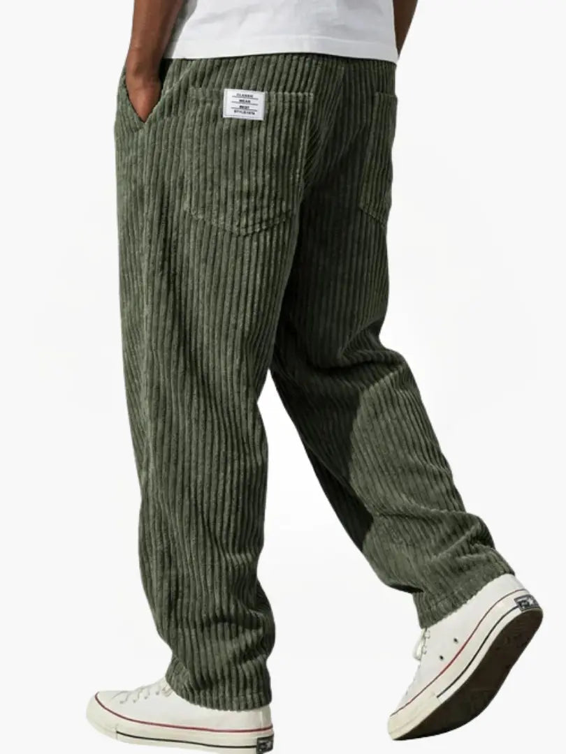Heren Corduroy Broek met Rechte Pijpen en Losse Pasvorm