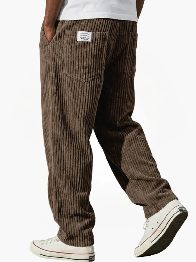 Heren Corduroy Broek met Rechte Pijpen en Losse Pasvorm