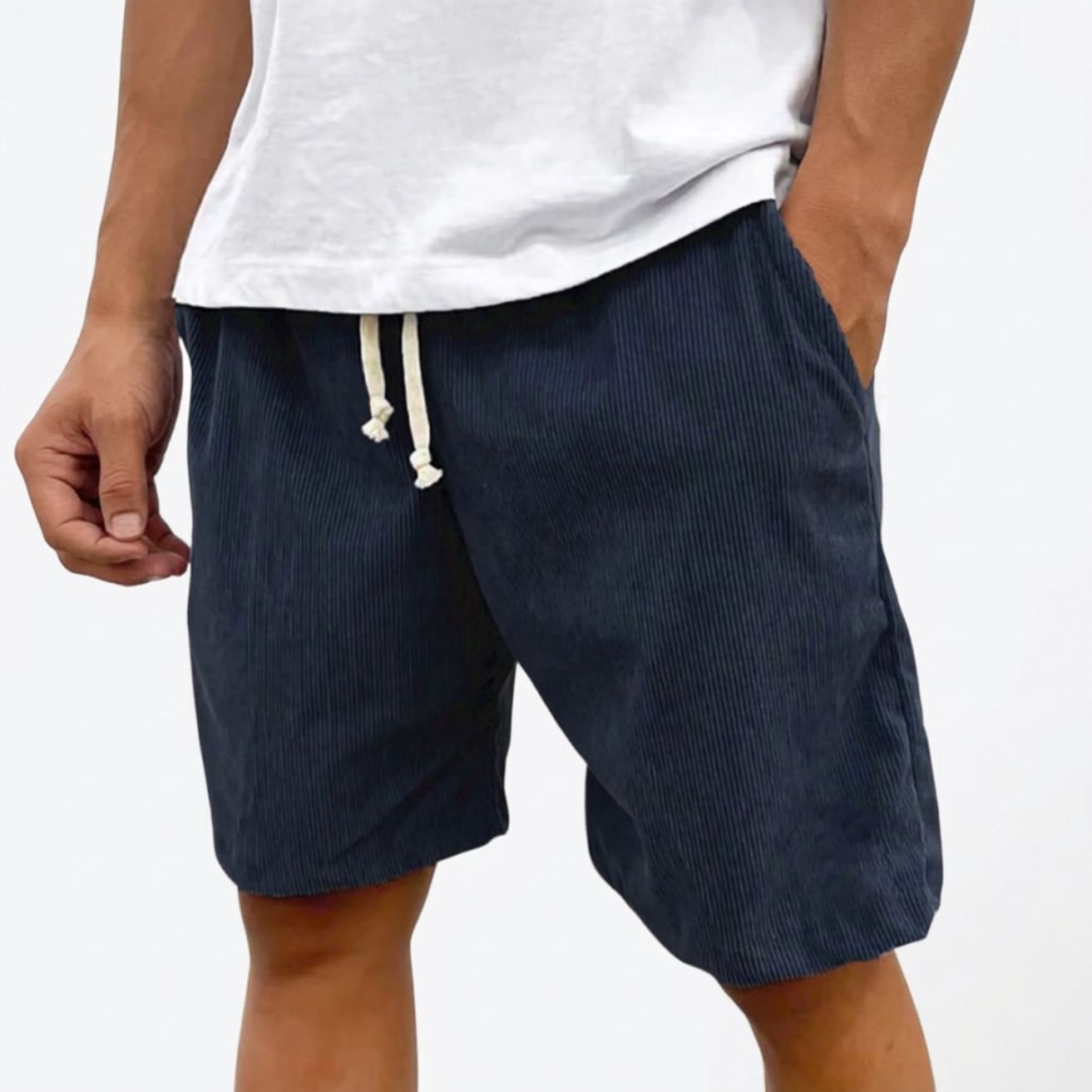 Heren Corduroy Jogger Short met Trekkoord en Steekzakken