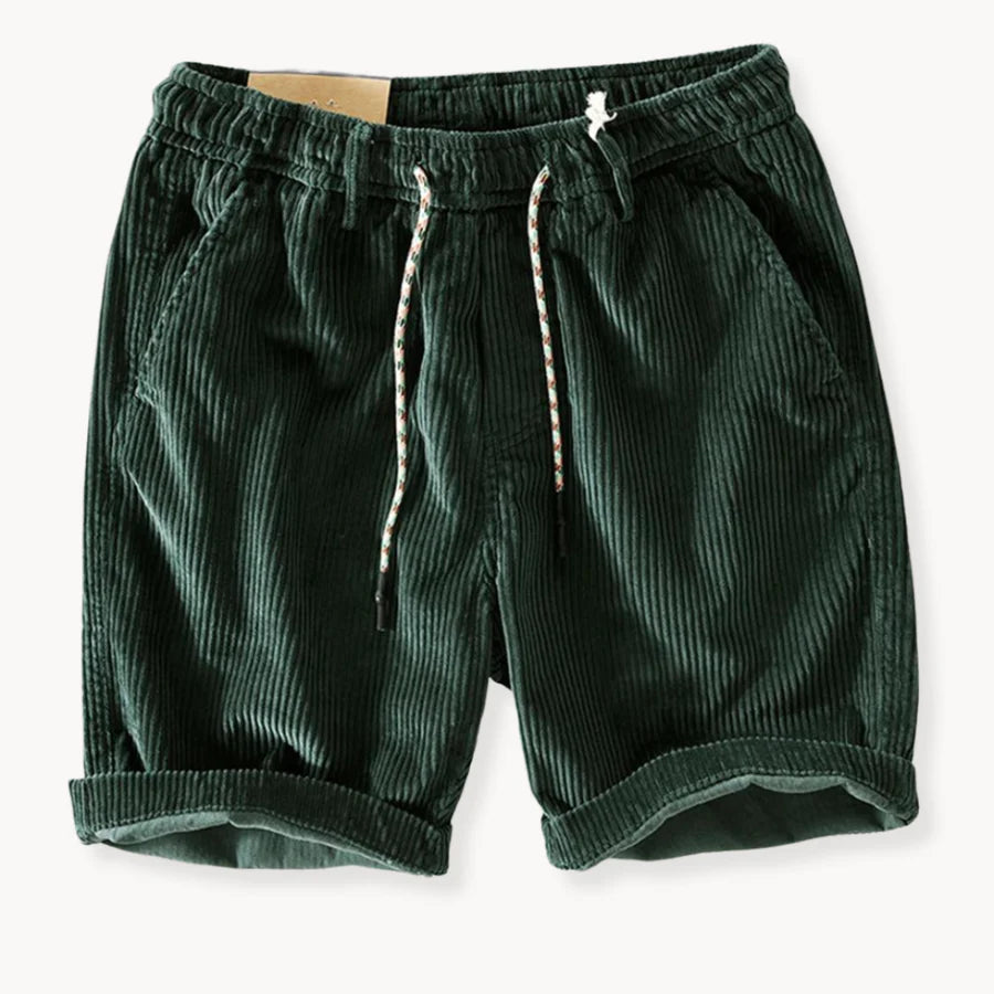 Heren Corduroy Korte Broek met Elastische Tailleband en Trekkoord