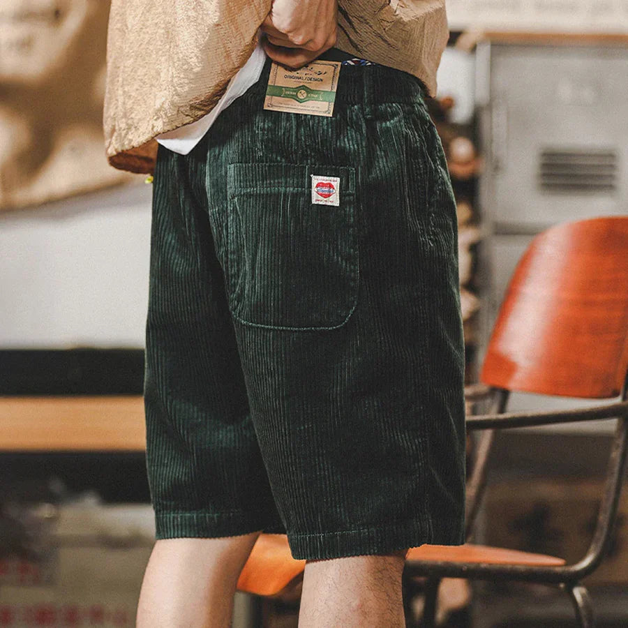 Heren Corduroy Korte Broek met Elastische Tailleband en Trekkoord