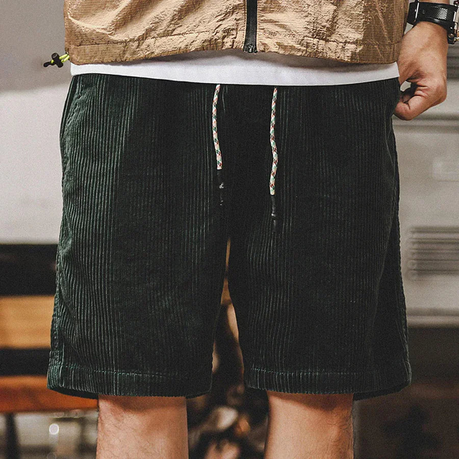 Heren Corduroy Korte Broek met Elastische Tailleband en Trekkoord
