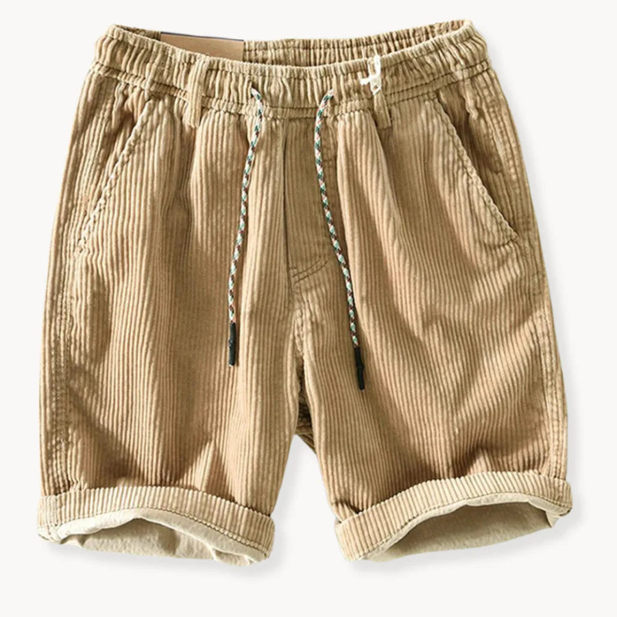 Heren Corduroy Korte Broek met Elastische Tailleband en Trekkoord