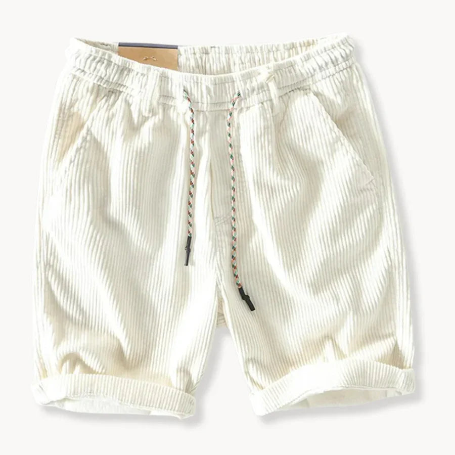 Heren Corduroy Korte Broek met Elastische Tailleband en Trekkoord