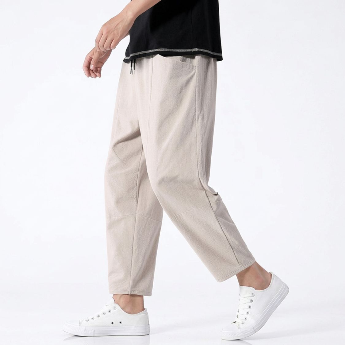 Heren Cropped Broek met Elastische Tailleband en Trekkoord