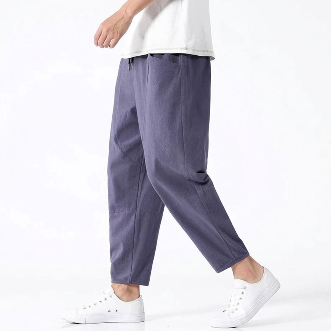 Heren Cropped Broek met Elastische Tailleband en Trekkoord
