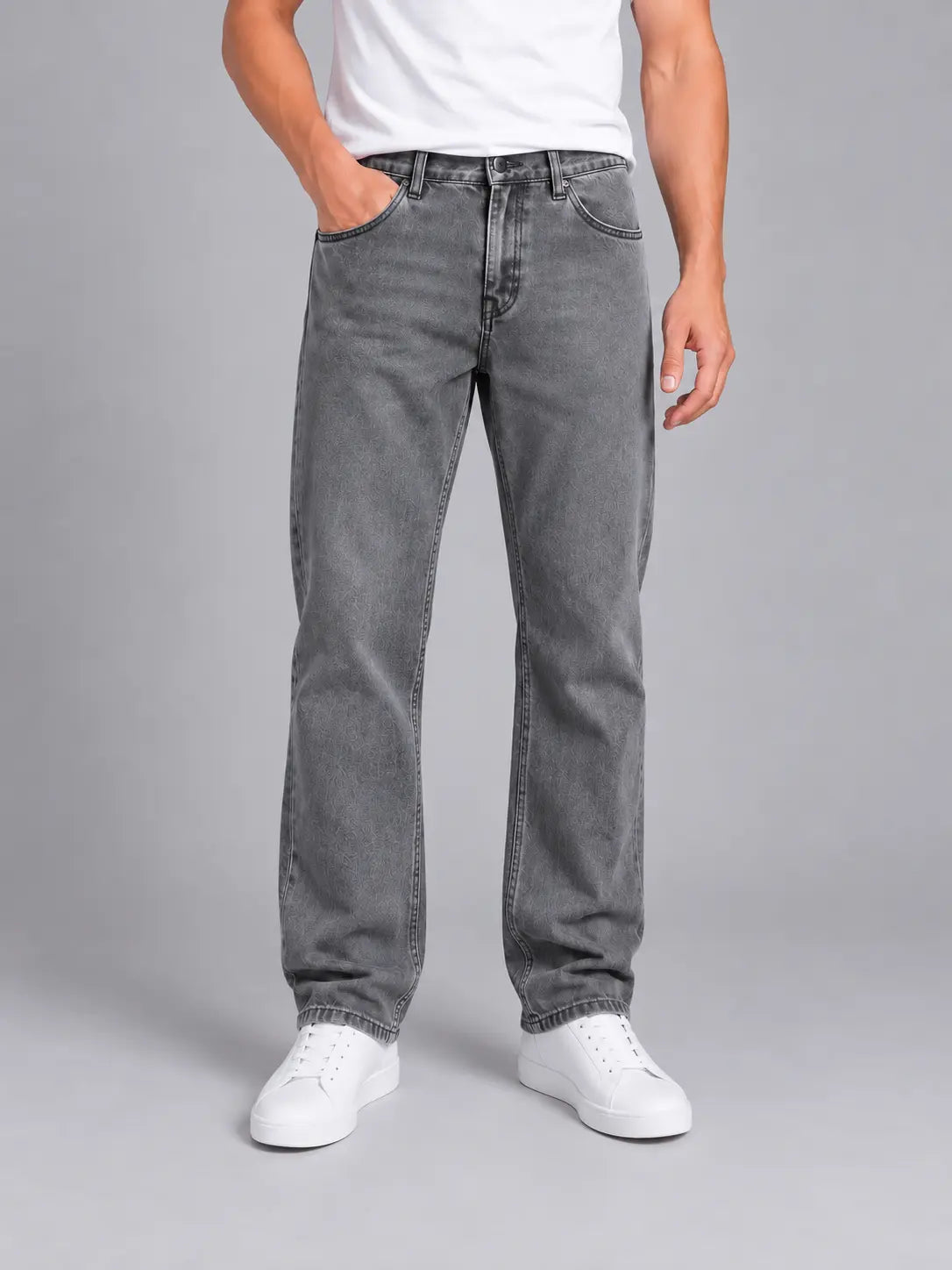 Heren Denim Broek met Rechte Pijpen en Regular Fit